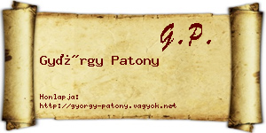 György Patony névjegykártya